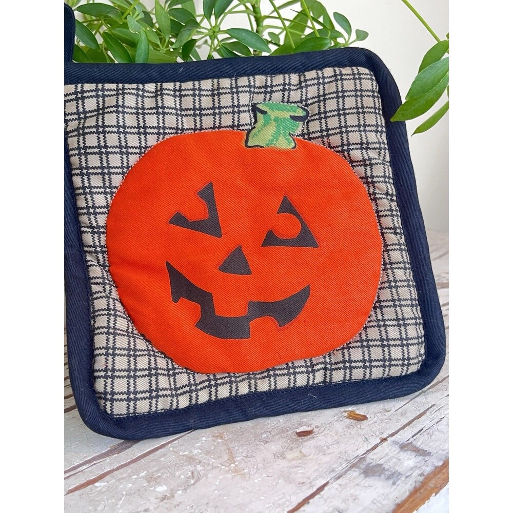 Vintage Happy Halloween Jack O Lantern Oven Stovetop Pot Holder 8”x8” Nostalgia